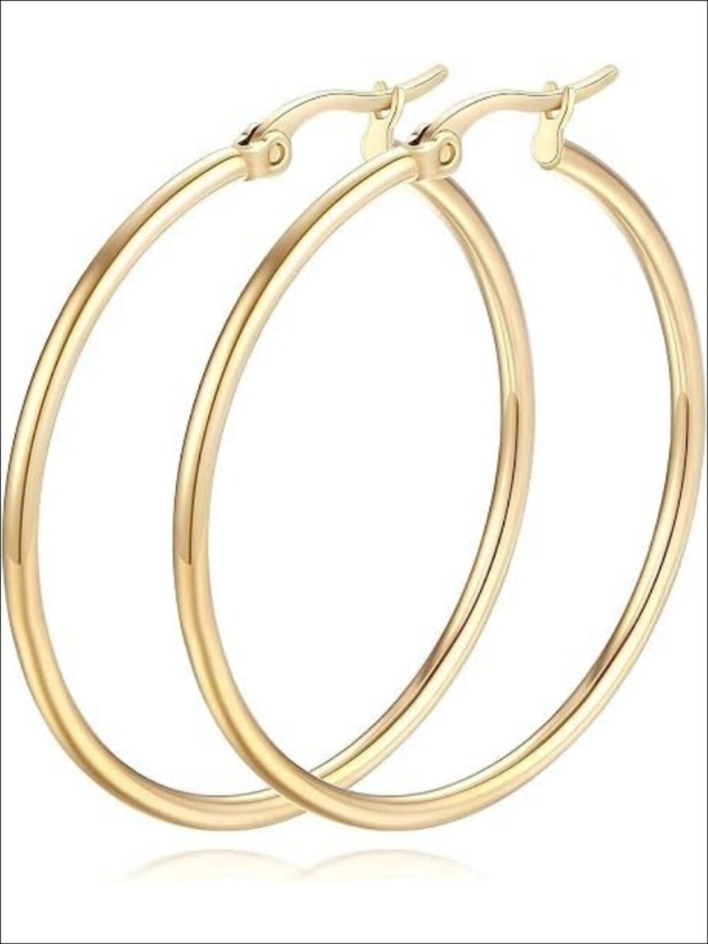 14K Gold Hoop Earrings for Women Classic Shiny Earrings